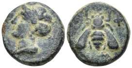 Greek
IONIA. Ephesos. (Circa 375-325 BC).
AE Bronze (14.9mm 1.26g)
Obv: Female head left, wearing mural-crown.
Rev: E - Φ. Bee.
SNG von Aulock 18...