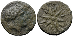 Greek
MYSIA. Gambrion. (4th century BC).
AE Bronze (16.9mm 2.82g)
Obv: Laureate head of Apollo to right
Rev: Star of twelve rays
SNG BnF 908-21; ...
