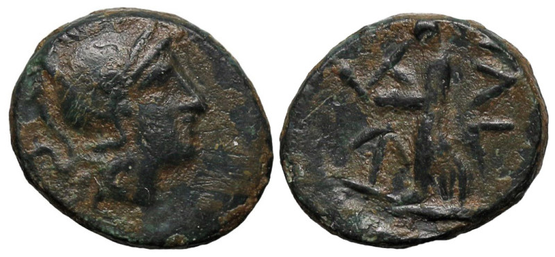 Greek
TROAS. Ilion. (circa 159-119 BC)
AE Bronze (11.2mm 1.04g)
Obv: Helmeted...