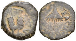 Judea
JUDEA. Herodian Kingdom. Agrippa I (37-44 CE). Jerusalem
AE Prutah (22.1mm 2.42g)
Obv: BACIΛEOC AΓPIΠΠA, umbrella-like canopy.
Rev: Three gr...