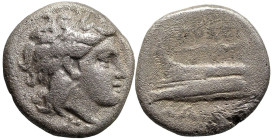 Greek
BITHYNIA. Kios. (Circa 350-300 BC).
AR Hemidrachm (13.1mm 2.29g)
Obv: Laureate head of Apollo right.
Rev: Prow of galley left,
SNG von Aulo...
