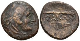 Greek
Bithynia. Kios. (270-240 BC).
AE Bronze (27mm 5.58g)
Obv: Head of Herakles right, wearing lion skin
Rev: KIANΩN. club and bow in quiver.
SN...