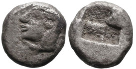 Greek
IONIA. Kolophon. (Late 6th century BC).
1/24 Stater or Hemiobol (6.3mm 0.33g)
Obv: Archaic head of Apollo to left.
Rev: Quadripartite incuse...