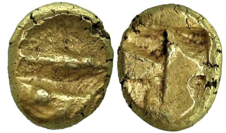 Greek
MYSIA. Kyzikos. (Circa 600-550 BC).
EL Hemihekte (8.6mm 1.37g)
Obv: Hea...