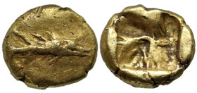 Greek
MYSIA. Kyzikos. (Circa 600-550 BC).
EL Myshemihekte (6.8mm 0.66g)
Obv: Tunny fish right
Rev: Quadripartite incuse square.
Hurter & Liewald ...