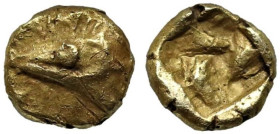 Greek
MYSIA. Kyzikos. (Circa 600-550 BC.)
EL 1/48 Stater (5.1mm 0.32g).
Obv: Head of tunny left
Rev: Incuse square with irregular lines.
Hurter &...