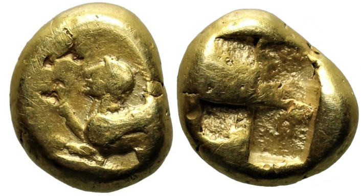 Greek
MYSIA. Kyzikos. (Circa 550-475 BC).
EL Hemihekte (8.1mm 1.35g)
Obv: Sph...