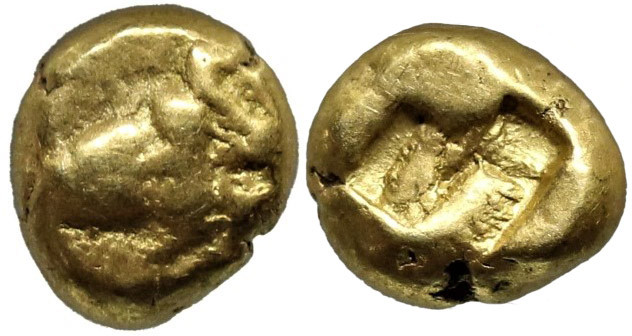 Greek
MYSIA. Kyzikos. (Circa 550-500 BC).
EL Hemihekte (7.6mm 1.36g)
Obv: Jan...