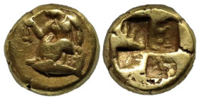 Greek
MYSIA. Kyzikos. (Circa 334 BC).
EL Myshemihekte (6.3mm 0.66g)
Obv: Eleutheria seated left on rock inscribed EΛEY ΘEPIA in two lines, holding ...
