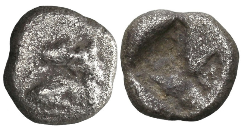 Greek
MYSIA. Kyzikos. (Circa 600-500 BC).
AR Obol (9.2mm 0.92g)
Obv: Heads of...