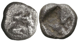 Greek
MYSIA. Kyzikos. (Circa 600-500 BC).
AR Obol (9.2mm 0.92g)
Obv: Heads of two tunny fish left
Rev: Quadripartite incuse square.
Von Fritze II...