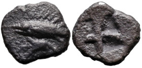Greek
MYSIA. Kyzikos. (Circa 550-480 BC).
AR Obol (9.3mm 0.55g).
Obv: Tunny left; below, flower left
Rev: Quadripartite incuse square.
Von Fritze...
