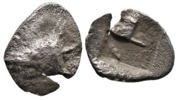 Greek
MYSIA. Kyzikos. (Circa 520-480 BC).
AR Obol (9.4mm 0.38g)
Obv: Head of tunny right, swallowing another fish
Rev: Quadripartite incuse square...