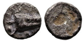 Greek
MYSIA. Kyzikos (Circa 520-480 BC)
AR Hemiobol (6.1mm 0.26g)
Obv: Head of tunny fish left .
Rev: Quadripartite incuse square
Von Fritze, Kyz...