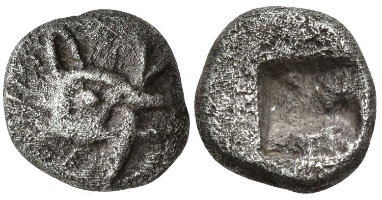 Greek
MYSIA. Kyzikos. (Circca 520-480 BC).
AR Obol (?) (5.4mm 1.13g)
Obv: Hea...
