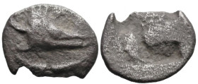 Greek
MYSIA. Kyzikos (circa 500 BC).
AR Hemiobol (8.2mm 0.36g).
Obv: Head of tunny right
Rev: Quadripartite incuse square.
Von Fritze II 2; SNG B...