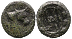 Greek
MYSIA. Kyzikos. (2nd-1st centuries BC)
AE Bronze (25.2mm 4.22g)
Obv: Head of bull right
Rev: KY / ZI and monogram within oak-wreath
BMC 154...