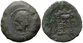 Greek
MYSIA. Kyzikos. (2nd-1st centuries BC).
AE Bronze (29.1mm 13.45g)
Obv: Laureate head of Kore Soteira right.
Rev: KYZIKHNΩN. Tripod.
SNG BN ...