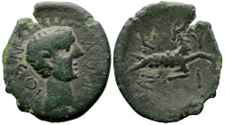 Roman Provincial
MYSIA. Kyzikos. Uncertain (1st century BC - 1st century AD).
AE Bronze (15.7mm 1.07g)
Obv: NЄOY ΘЄOY. Bare head right.
Rev: KYZI....