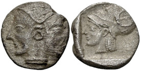 Greek
MYSIA. Lampsakos. (Circa 500-450 BC).
AR Obol (9.2mm 0.84g)
Obv: Janiform female head wearing circular earring.
Rev: Head of Athena to left,...