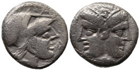 Greek
MYSIA. Lampsakos. Circa 390-330 BC.
AR Diobol (11.2mm 1.21g3)
Obv: Janiform female head with circular earring.
Rev: ΛΑ-Μ Head of Athena to r...