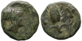 Greek
THRACE. Lysimacheia. (Circa 309-220 BC).
AE Bronze (9.1mm 0.96g)
Obv: Head of Athena right.
Rev: Λ- Υ. Grain ear.
Cf. SNG Copenhagen 920 (l...