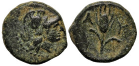 Greek
THRACE. Lysimacheia. (Circa 225-199/8 BC)
AE Bronze (11mm 1.02g)
Obv: Head of Athena right.
Rev: ΣE - ΛEΥ. Grain ear.
Cf. SNG Copenhagen 92...