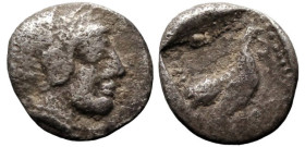 Greek
LESBOS. Methymna. (Circa 500/480-460 BC).
AR Hemiobol (7mm 0.27g)
Obv: Female head right, with hair bound in sakkos.
Rev: Cock standing righ...