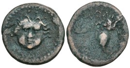Greek
MYSIA. Miletopolis. (2nd-1st centuries BC).
AE Bronze (19.5mm 1.75g)
Obv: Facing gorgoneion.
Rev: MIΛHTOΠOΛITΩN. Owl standing right, head fa...