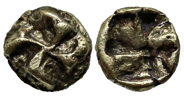 Greek
IONIA. Uncertain. (Circa 625-600 BC).
EL 1/48 Stater (5.3mm 0.19g)
Obv:...