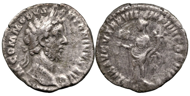 Roman Imperial
Commodus. (177-192 AD). Rome
AR Denarius (17.7mm 2.61g)
Obv: L...