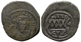 Byzantine
Phocas (602-610 AD). Kyzikos
AE Follis (30.3mm 11.57g)
Obv: Crowned bust of Phocas facing, wearing consular robes, holding mappa in his r...