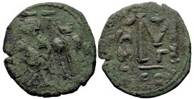 Byzantine
Heraclius with Heraclius Constantine (610-641 AD). Constantinople
AE Follis (28mm 9.17g)
Obv: Heraclius, on left, and Heraclius Constanti...