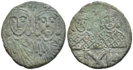 Byzantine
Leo IV the Khazar, with Constantine VI, Leo III, and Constantine V (775-780 AD). Constantinople mint.
AE Follis (25.02mm 2.79g)
Obv: Crow...