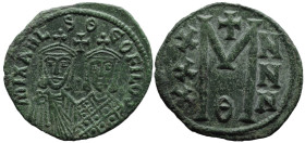 Byzantine
Michael II with Theophilus (820-829 AD). Constantinople
AE Follis (30.9mm 7.47g)
Obv. MIXAHL S ΘЄOFILOS, crowned facing busts of Michael ...