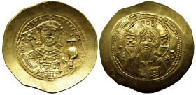 Byzantine
Michael VII Ducas (1071-1078 AD). Constantinople
AV Histamenon Nomisma (28mm 4.36g)
Obv: +MIX AHΛ RACIΛ O Δ Bust of Michael VII facing, w...