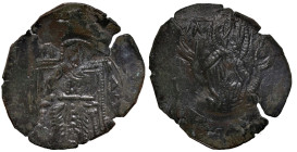 Byzantine
Michael VIII Palaeologus (1261-1282 AD). Constantinople
AE Trachy (26.2mm 1.87g)
Obv: MHP - OV Nimbate half-length figure of Virgin Mary ...