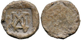 Byzantine Lead Seal
(6th-8th century AD)
Obv: Block monogram, in field star
Rev: Blank
(9.43g 21.2mm diameter)