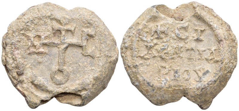 Byzantine Lead Seal
Justin silentiarios (6th-7th centuries)
Obv: Cruciform mon...