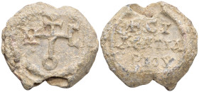 Byzantine Lead Seal
Justin silentiarios (6th-7th centuries)
Obv: Cruciform monogram.
ι - ν - ο - σ - τ - υ : Ιουστίνου
Rev: +CI ΛεNTIA PIOV : σιλε...
