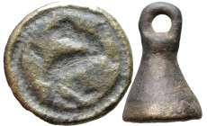 AE Byzantine stamp seal (7th-9th century AD).
Byzantine bronze stamp seal
(8.83g 20.8mm diameter)