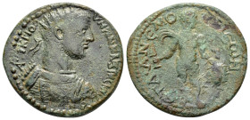 CILICIA.Anemurium. Maximinus.(235-238).Ae.

Obv : AUT K Γ IOO UHRON MAΞIMEINON.
Radiate and cuirassed (with aegis) bust of Maximinus right.

Rev : ET ...