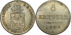 RDR – Habsburg – Österreich, RÖMISCH-DEUTSCHES REICH. Franz Joseph I. (1848-1916). 6 Kreuzer 1849 A, Wien. Fast Stempelglanz