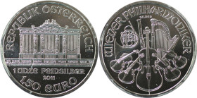RDR – Habsburg – Österreich, REPUBLIK ÖSTERREICH. Wiener Philharmoniker. 1 1/2 Euro 2011. 31,1 g. 0.999 Silber. 1 OZ. KM 3159. Stempelglanz