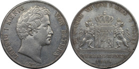 Altdeutsche Münzen und Medaillen, BAYERN / BAVARIA. Ludwig I. (1825-1848). Doppeltaler 1844. Silber. AKS 74. Vorzüglich. Saubere Felder.