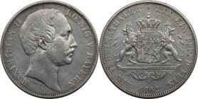 Altdeutsche Münzen und Medaillen, BAYERN / BAVARIA. Maximilian II. (1848-1864). Vereinstaler 1862. Silber. AKS 149. Vorzüglich