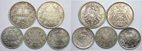 Deutsche Münzen und Medaillen ab 1871, REICHSKLEINMÜNZEN, Lots und Sammlungen. 1/2 Mark 1905 A, J.16 (Vz). 1/2 Mark 1905 D, J.16 (Ss). 1/2 Mark 1915 D...
