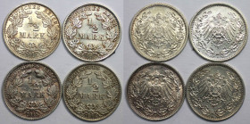 Deutsche Münzen und Medaillen ab 1871, REICHSKLEINMÜNZEN, Lots und Sammlungen. 1/2 Mark 1914 A (Vz-st). 1/2 Mark 1915 A (St). 1/2 Mark 1915 F (Vz). 1/...