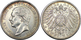 Deutsche Münzen und Medaillen ab 1871, REICHSSILBERMÜNZEN, Schwarzburg-Rudolstadt. Günther Victor (1890-1918). 2 Mark 1898 A, Berlin. Jaeger 167. Vorz...