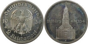 Deutsche Münzen und Medaillen ab 1871, 3. REICH 1933-1945. 2 Reichsmark 1934 A, Garnisonkirche in Potsdam. Silber. KM 81. Polierte Platte. Winz. Kratz...